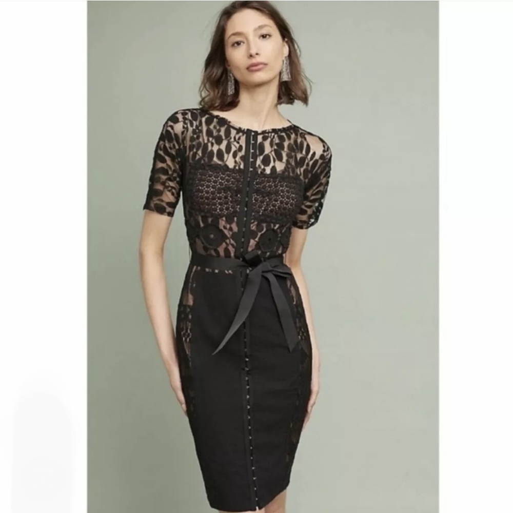 Byron Lars for Anthropologie Carissima Sheath Dress, Black Size 0